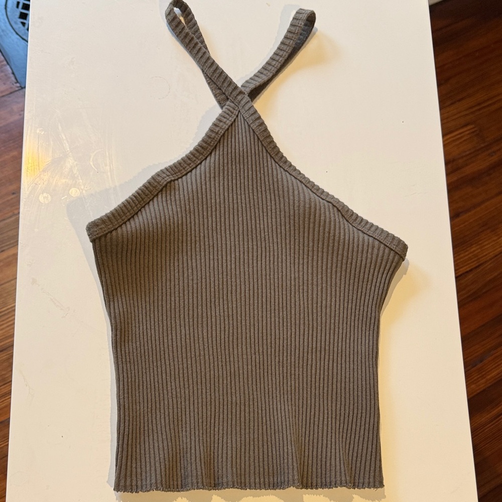 Ribbed Cross-Strap Tank Top